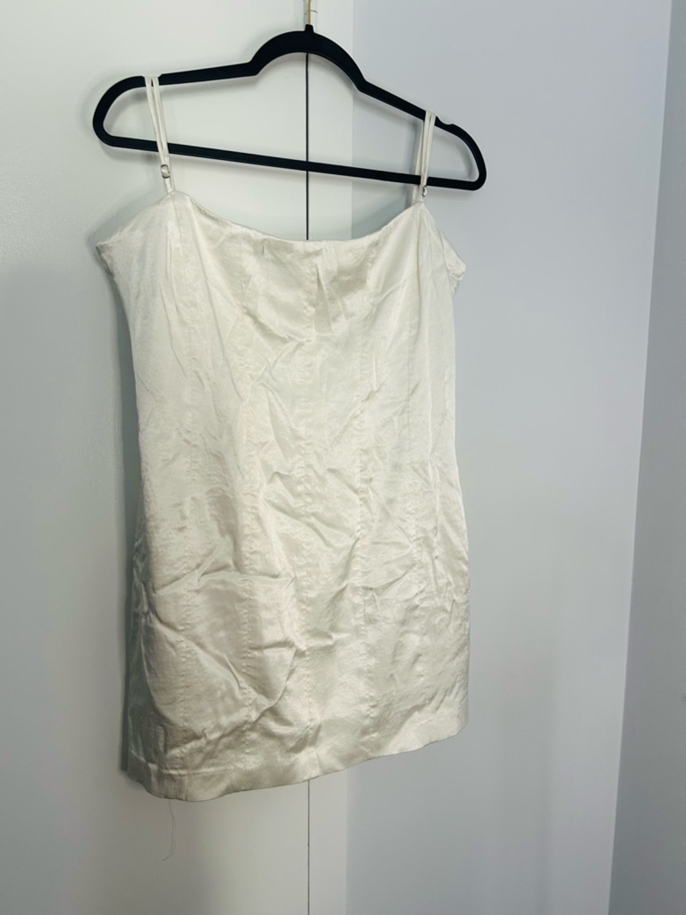 Zara Women White Satin Slip Mini Dress - Spaghetti Straps Size XXL